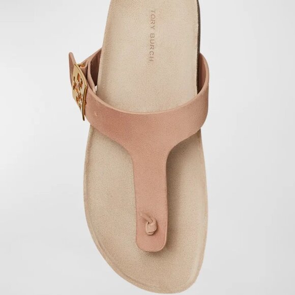 Tory Burch $250 Mellow Leather Buckle Thong Sandals Malva Avola Sz 9.5 NIB! - Picture 4 of 4